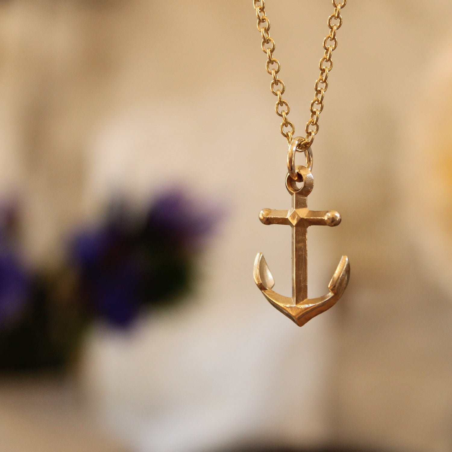 Anchor Chain Gold Anchor Necklace Womens Seaside 14K Yellow Gold