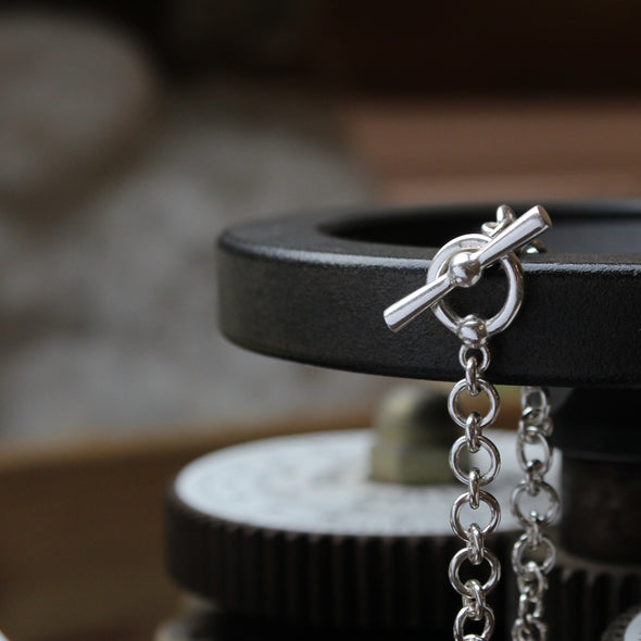 Handmade neck chain with cleat & boat ring - silver