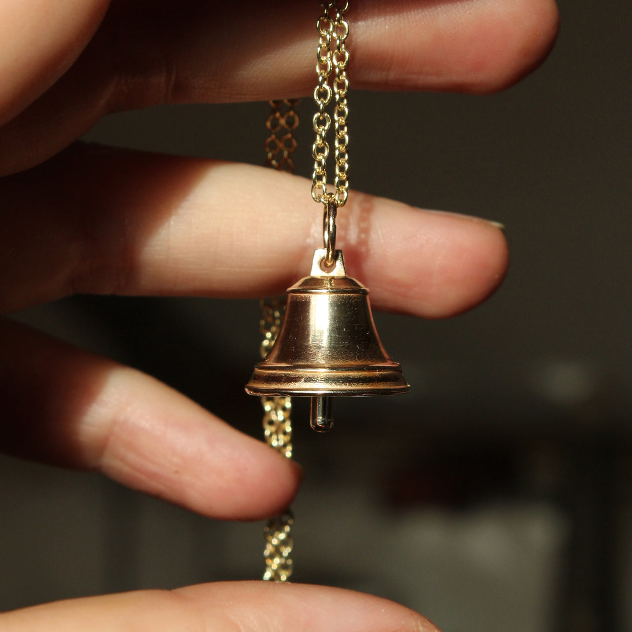 Ship's bell charm - that really rings! - 9ct yellow gold version