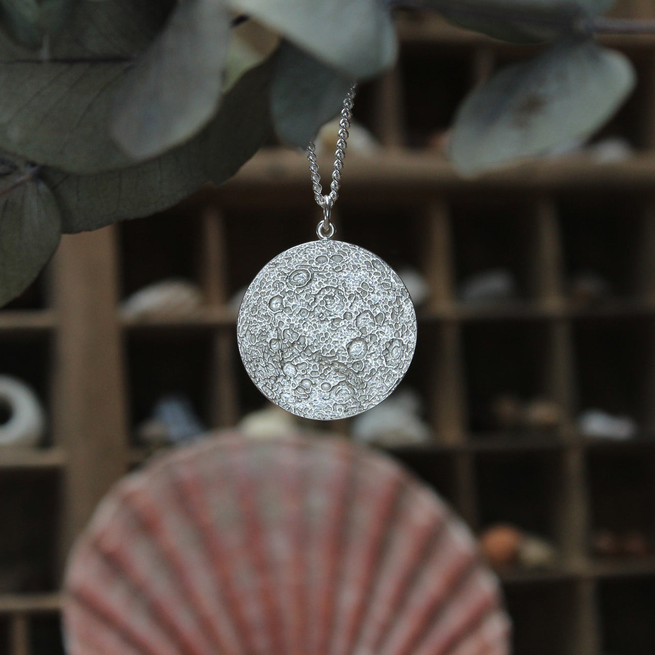 Medium moon - dark side,  charm, silver