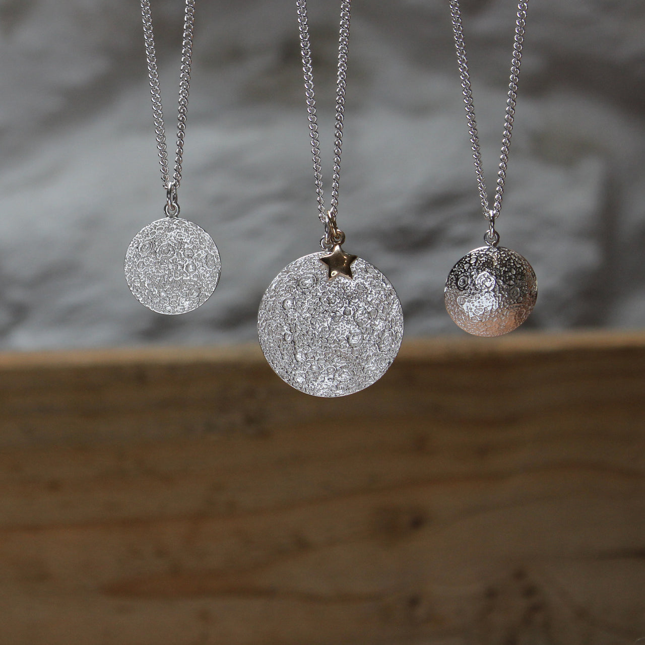 Medium moon - dark side,  charm, silver