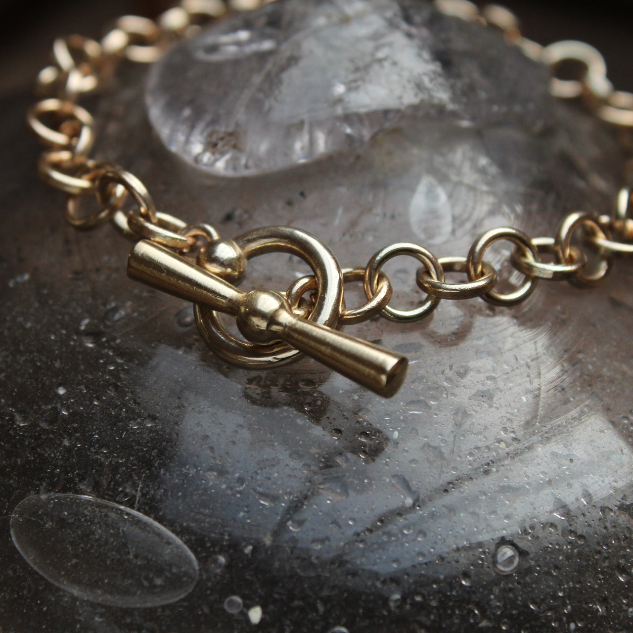 Gold wrist chain - No 2 with cleat & boat ring