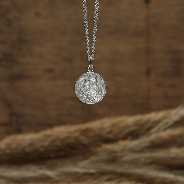 Tiny moon - light side, charm - silver