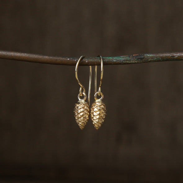 Pinecone hooks - small - solid 9ct gold
