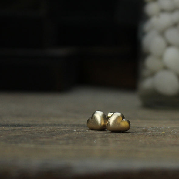 Mini pebble hearts studs - solid 9ct gold