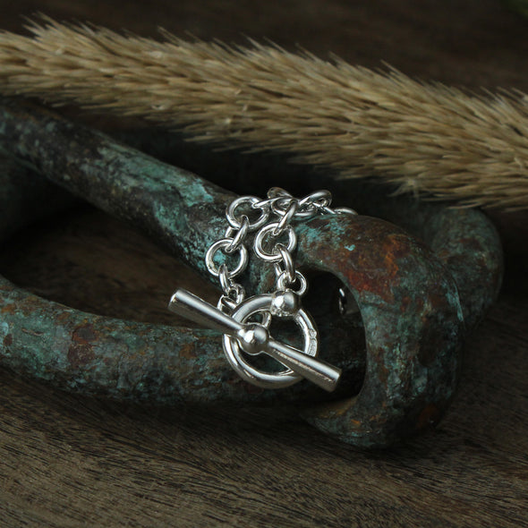 Wrist chain No.5 - boat ring & boat cleat with a Small Scilly bee charm