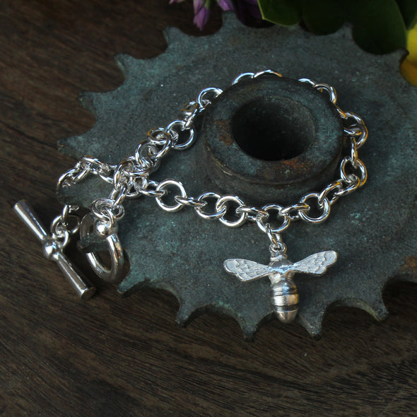 Wrist chain No.5 - boat ring & boat cleat with a Small Scilly bee charm