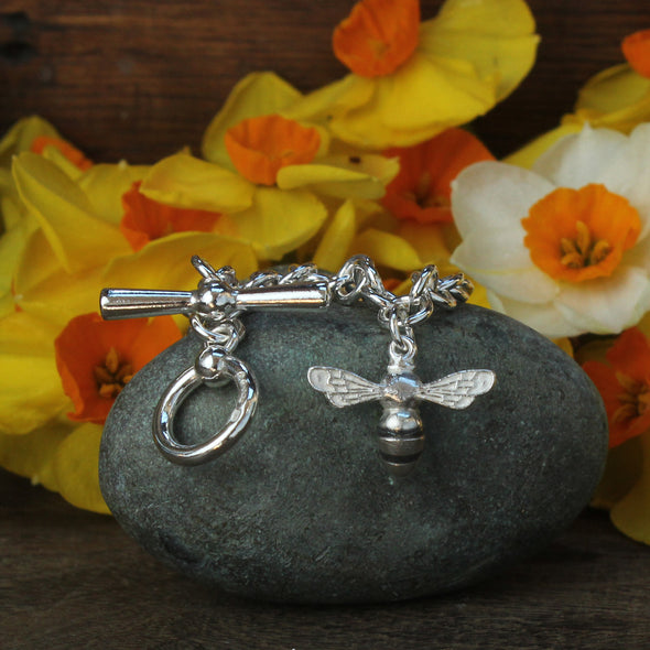 Wrist chain No.5 - boat ring & boat cleat with a Small Scilly bee charm