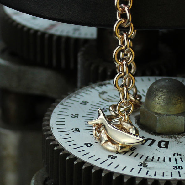 Gold wrist chain No. 1 with fish and buoy fastener - solid 9ct gold