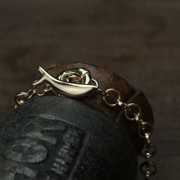 Gold wrist chain No. 2 with fish and buoy fastener - solid 9ct gold