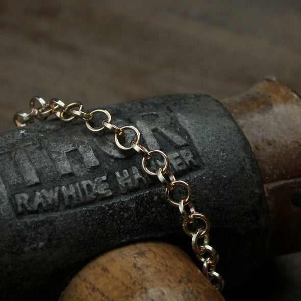 Wrist chain No. 2 with fish and buoy fastener - solid 9ct gold