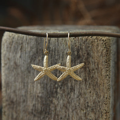 Small starfish hooks - solid 9ct gold