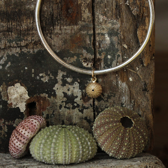 Urchin -Little, St Martin's - solid 9ct gold on a solid silver bangle