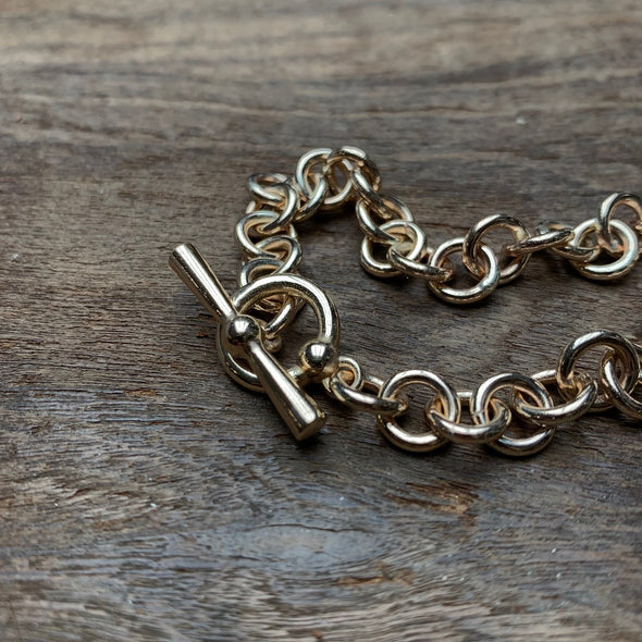Gold wrist chain No. 1 with boat cleat & ring - solid 9ct gold
