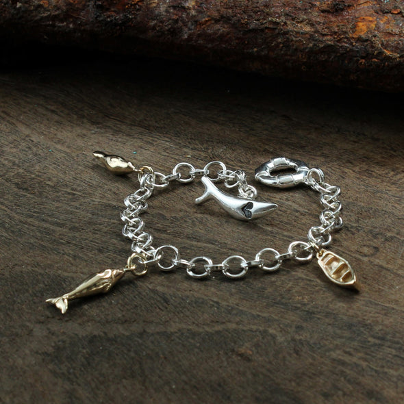 Wrist chain No. 2 with seafarers selection - solid 9ct gold