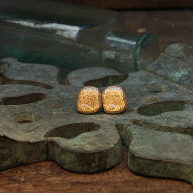 Tresco square pebble studs - solid 9ct gold